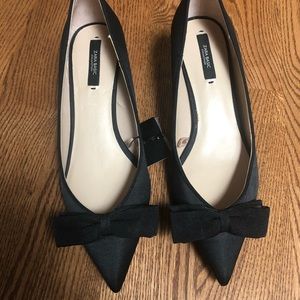 ZARA Black bow kitten heels Size 8